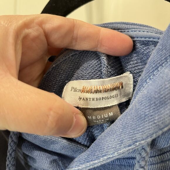 Anthropologie Pilcro and the Letterpress Flynn Blue Pleated Peplum Hoodie Size M - Picture 6 of 11